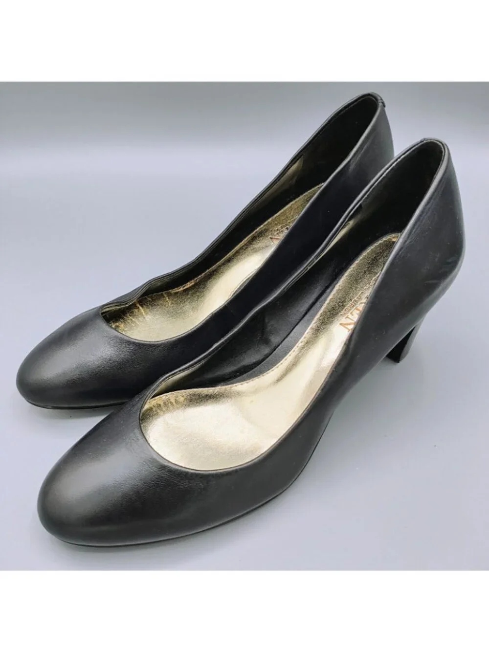 Lauren Ralph Lauren Womens Black Leather Block Heel Pumps (Size 8B)